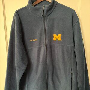 Michigan Wolverines Jacket Blue Columbia Fleece Full Zip NCAA Football MENS XL